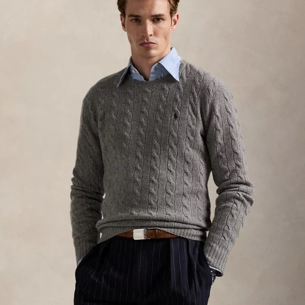 Zopfmuster-Pullover aus Wolle und Kaschmir